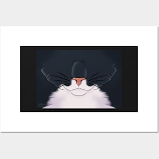 Black Tuxedo Cat Face Posters and Art